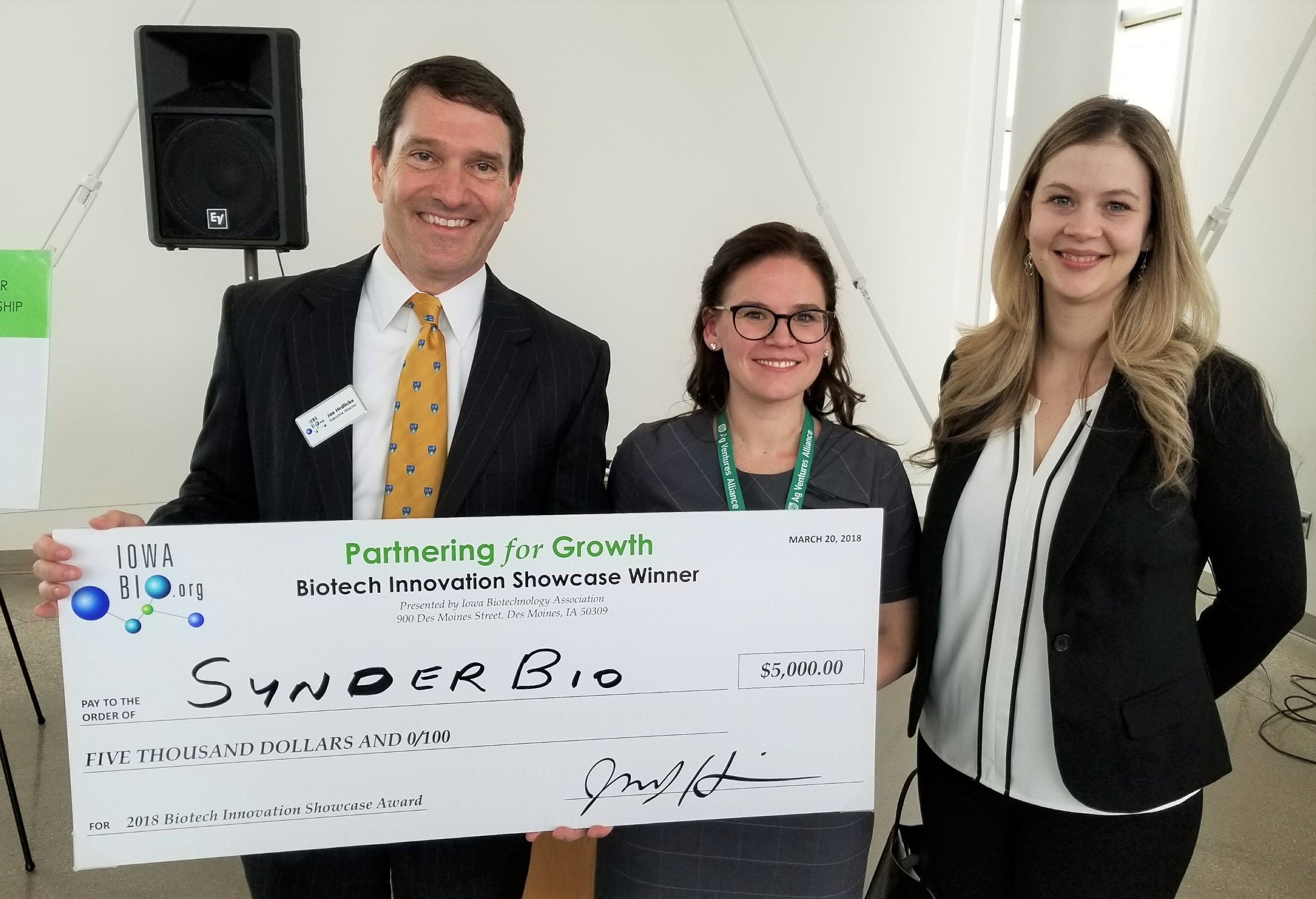 SynderBio top company at biotech showcase; Robert Riley Jr. receives leadership award